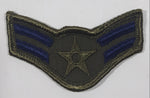 Vintage U.S. Air Force Airman First Class Olive and Blue 1 5/8" x 2 3/4" Fabric Patch Badge Insignia