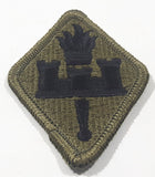 Vintage US Army Engineer Fort Leonard Wood Black on Olive Green 2" x 3 1/8" Fabric Patch Badge Insignia