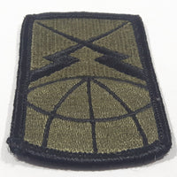 Vintage US Army Information System Command Subdued Black on Olive Green 1 7/8" x 2 7/8" Fabric Patch Badge Insignia