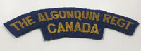 Vintage The Algonquin Regt Canada Yellow Thread on Blue 1 3/4" x 5 1/4" Fabric Patch Badge Insignia