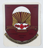 Vintage Canadian Parachute Corps 1st Canadian Parachute Battalion Normandy Dives Aredennes Rhine 3 1/8" x 3 5/8" Sticker