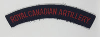 Royal Canadian Artillery Arched Shoulder Title Black with Red Letters 3/4" x 5" Fabric Patch Badge