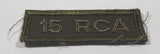 Vintage Royal Canadian Army 15 RCA 15th Artillery Regiment 3/4" x 2 1/4" Bar Shoulder Fabric Patch Badge