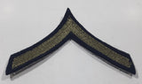 Vintage US Army Private First Class Rank Gold Thread Chevron on Dark Blue 2 1/2" x 3 1/4" Shoulder Fabric Patch Badge
