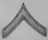 Vintage US Army Private First Class Rank Gold Thread Chevron on Dark Blue 2 1/2" x 3 1/4" Shoulder Fabric Patch Badge