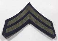 Vintage US Army Corporal Rank Dark Grey Thread Chevrons on Dark Blue 2 1/2" x 3 1/4" Shoulder Fabric Patch Badge