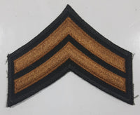 Vintage US Army Corporal Rank Gold Thread Chevrons on Khaki 32" x 4" Shoulder Fabric Patch Badge