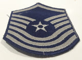 Vintage U.S. Air Force Senior Master Sergeant Silver Thread on Dark Blue 3 3/4" x 6"" Fabric Patch Badge Insignia