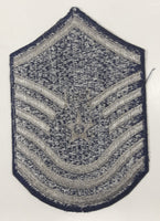 Vintage U.S. Air Force Senior Master Sergeant Silver Thread on Dark Blue 3 3/4" x 6"" Fabric Patch Badge Insignia