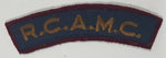 Vintage RCAMC Royal Canadian Army Medical Corps Gold Thread on Dark Blue Outlined in Dark Red 7/8" x 4" Fabric Patch Badge Insignia