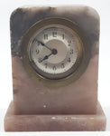 Antique Pink and Grey Marble 4 1/2" Tall Cased Desk Clock