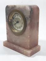 Antique Pink and Grey Marble 4 1/2" Tall Cased Desk Clock
