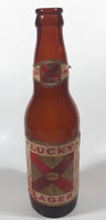 Vintage Lucky Lager Extra Dry Beer 9" Tall Amber Brown Glass Bottle