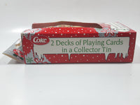 1990s Coca-Cola Coke Brand 2 Decks of Bicycle Playing Cards In Santa Collector Tin New in Package