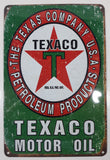 Texaco Motor Oil Vintage Style 7 3/4" x 11 3/4" Tin Metal Sign