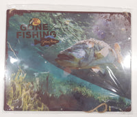 Bass Pro Shops Cabela's Gone Fishing Johnny Morris 7 3/4" x 9 3/4" Tin Metal Sign New in Plastic