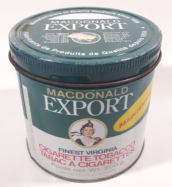 Vintage Macdonald Export Finest Virginia Cigarette Tobacco "Now - 200g" 4 1/8" Tall Tin Metal Can