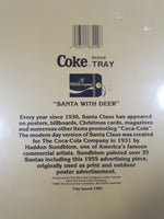 Vintage 1989 Coca-Cola Santa with Deer Green Metal Beverage Serving Tray