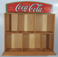 Coca Cola Salt and Pepper Shakers 12 3/8" x 13" Wood Display Shelf