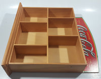 Coca Cola Salt and Pepper Shakers 12 3/8" x 13" Wood Display Shelf