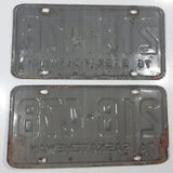 Set of Matching Vintage 1976 Saskatchewan Blue Lettering White Vehicle License Plate Metal Tags 218 478