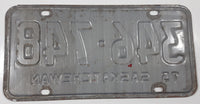 Vintage 1975 Saskatchewan Red Lettering White Vehicle License Plate Metal Tag 346 748