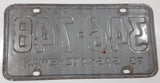 Vintage 1975 Saskatchewan Red Lettering White Vehicle License Plate Metal Tag 346 748