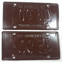 Matching Set of 2 Vintage 1959 Illinois Land Of Lincoln Brown with White Letters Metal Vehicle License Plate Tag 45 904