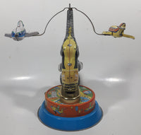Vintage Elephant Carry Plane 10 1/2" Tall Tin Metal Key Wind Up Toy Made in China