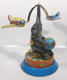 Vintage Elephant Carry Plane 10 1/2" Tall Tin Metal Key Wind Up Toy Made in China