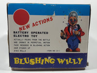 Vintage 1960s Blushing Willy Animated Bartender Tin Litho 10 1/4" Tall Battery Operated Electro Toy with Original Box