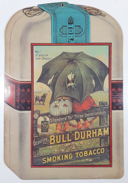 Vintage Genuine Bull Durham Smoking Tobacco Standard For Three Generations "My! It shure am Sweet" 11 1/2" x 17" Thin Cardboard Store Advertising Sign
