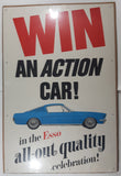 Rare Vintage Win An Action Car! in the ESSO all-out quality celebration! Blue 1967 Ford Mustang Fastback Large 24" x 36" Thin Cardboard Original Store Advertising Sign