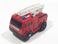 Ladder Fire Truck Red Plastic Pull Back Die Cast Toy Car Vehicle