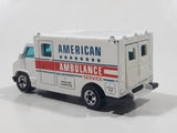 1989 Hot Wheels Workhorses American Ambulance White Die Cast Toy Car Emergency Paramedics Rescue Vehicle with Opening Rear Doors
