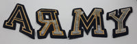 Yellow on Black ARMY Letters 5 1/2" Tall Fabric Embroidered Patch Set