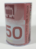 Canada $50 Dollar Bill 4 3/4" Tall Tin Metal Coin Bank
