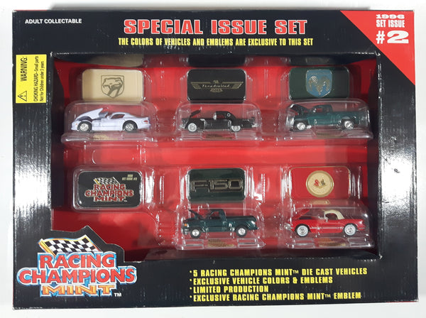 1996 Racing Champions Mint Special Issue Set #2 Die Cast Toy Car Vehicles with Emblems New in box
