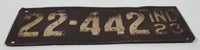 Antique 1923 Indiana Brown with White Letters Metal Vehicle License Plate Tag 22 442