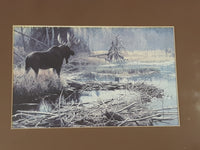 1980 Robert Bateman Autumn Overture - Moose Wildlife Cardboard Cut Out Art Print 13 1/4" x 17 1/4"