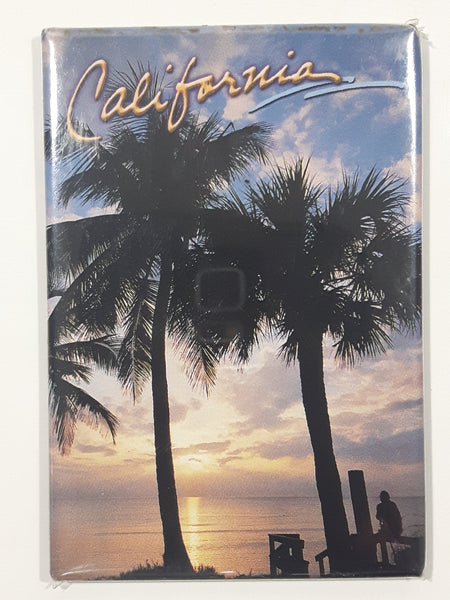 California Palm Trees and Ocean Sunset Scene 2 1/8" x 3 1/8" Fridge Magnet Travel Souvenir