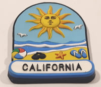 California Sun and Beach Themed 2" x 2 1/2" 3D Rubber Fridge Magnet Travel Souvenir