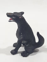 Wolf Animal Pup Look Creature Black 1 3/8" Tall Toy Action Figure