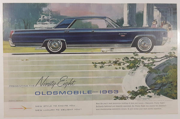 1963 Saturday Evening Post Oldsmobile Ninety-Eight 13 1/2" x 21" Magazine Print Ad