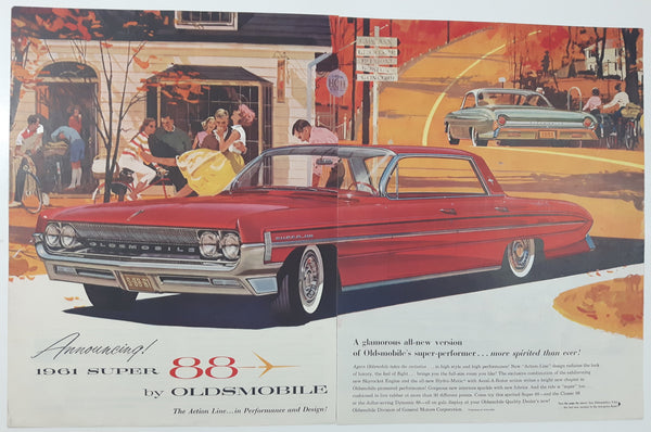 1961 Saturday Evening Post 1961 Oldsmobile Super 88 13 1/2" x 21" Magazine Print Ad
