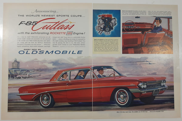 1961 Oldsmobile F-85 Cutlass Sports Coupe 13 3/4" x 20 3/4" Magazine Print Ad