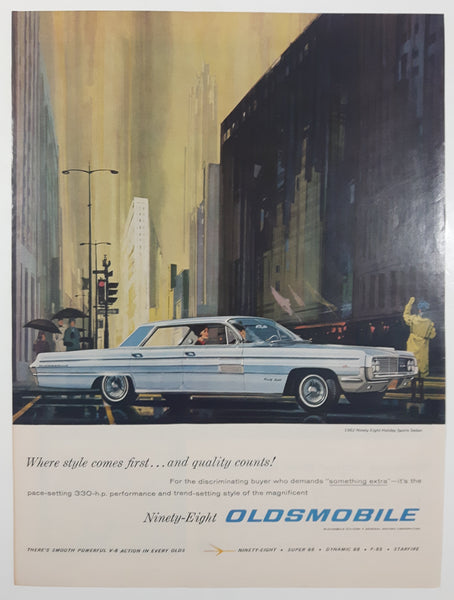 1961 Oldsmobile Ninety-Eight 10 1/4" x 13 5/8" Magazine Print Ad