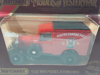 Vintage Matchbox Models of Yesteryear Y-22 1930 Model 'A' Ford Van Canada Post Red and Black Die Cast Toy Car Vehicle New in Box