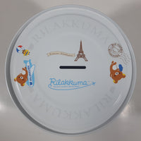 2012 Rilakkuma Japanese Brown Bear Cartoon Character World Map Paris France Travel French Themed 6 3/4" Tall Tin Metal Coin Bank Canister