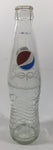 Pepsi 8 3/4" Tall 237mL Embossed Clear Glass Soda Pop Bottle